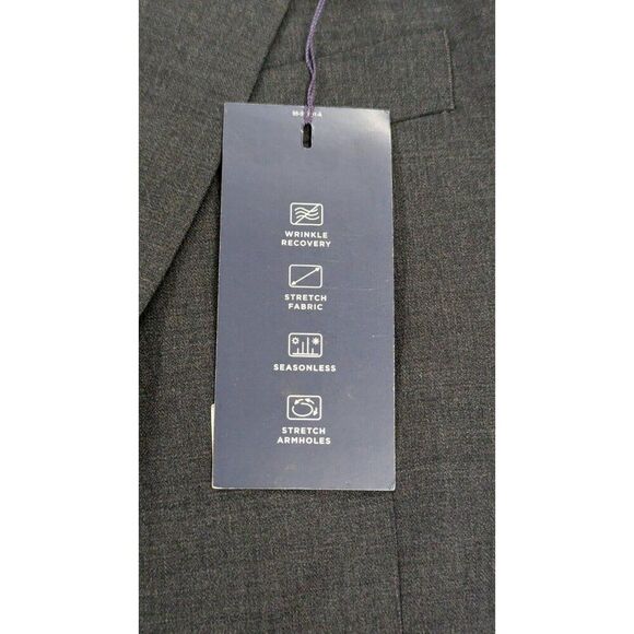 Stafford Mens 38 Short Gray Stria Super Suit Classic Fit Fine Wool Blend Solid - Picture 8 of 10